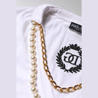 White Necklace Cotton Short Sleeve T-shirt