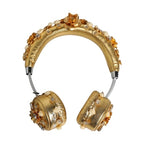 Dolce & Gabbana Gold Leather Floral Crystal Angel Headset Headphones