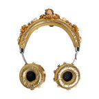 Dolce & Gabbana Gold Leather Floral Crystal Angel Headset Headphones