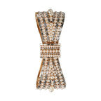 Dolce & Gabbana Gold Tone Brass Bow Crystal FauxPearl Embellished Brooch