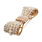 Dolce & Gabbana Gold Tone Brass Bow Crystal FauxPearl Embellished Brooch