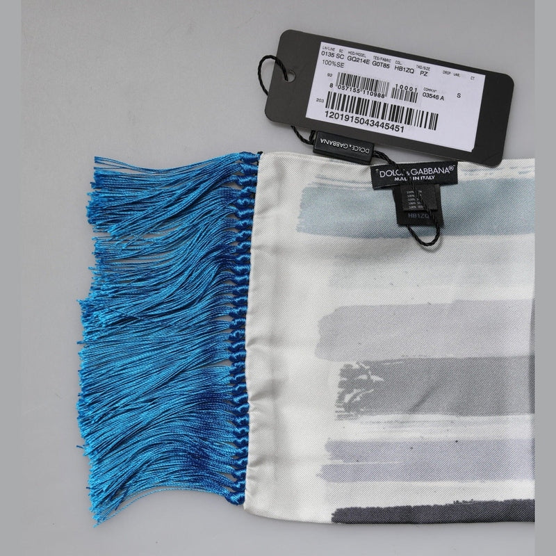 Dolce & Gabbana Multicolor Stripes Silk Fringes Neck Foulard Scarf