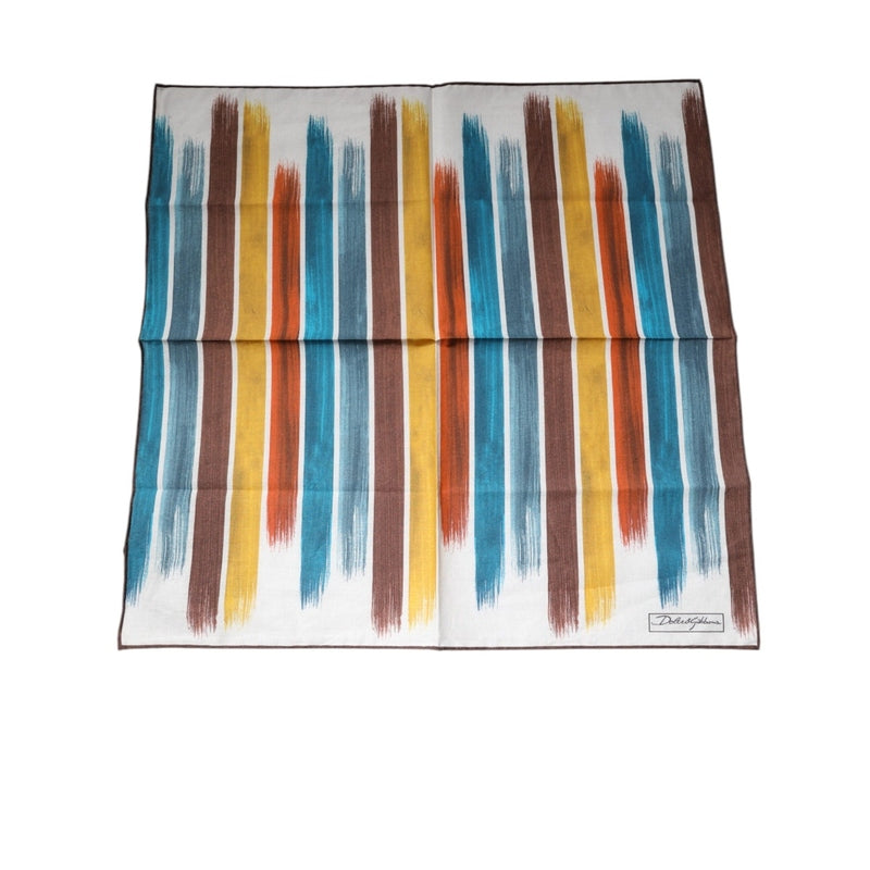 Dolce & Gabbana Multicolor Stripes Cotton Square Foulard Scarf