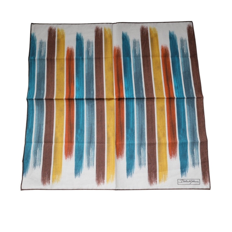 Dolce & Gabbana Multicolor Stripes Cotton Square Foulard Scarf