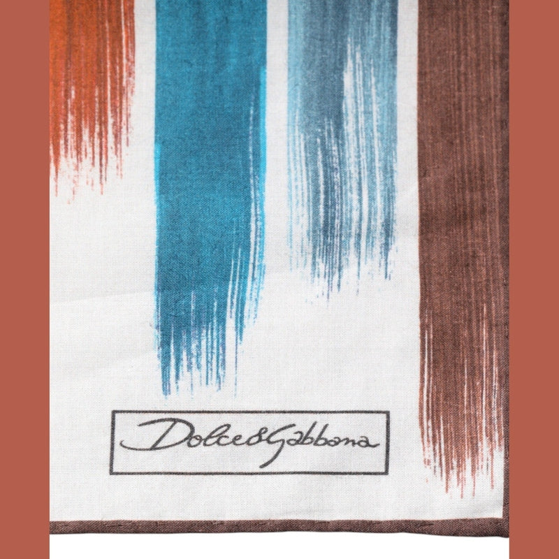 Dolce & Gabbana Multicolor Stripes Cotton Square Foulard Scarf