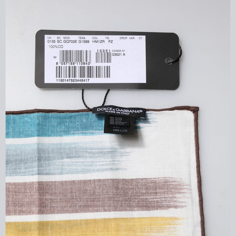 Dolce & Gabbana Multicolor Stripes Cotton Square Foulard Scarf