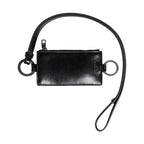 Dolce & Gabbana Black Leather Logo Embossed Lanyard Card Holder Wallet