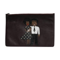 Dolce & Gabbana Brown Leather #DGFAMILY Embellished Men Clutch Pouch Bag
