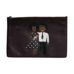 Dolce & Gabbana Brown Leather #DGFAMILY Embellished Men Clutch Pouch Bag