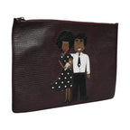 Dolce & Gabbana Brown Leather #DGFAMILY Embellished Men Clutch Pouch Bag