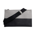 Black White Leather Logo Embossed Crossbody Bag