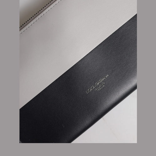 Dolce & Gabbana Black White Leather Logo Embossed Crossbody Bag