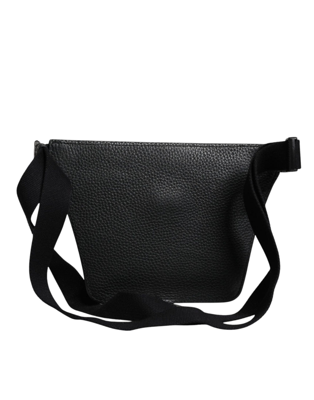 Dolce & Gabbana Black Calfskin Logo Plaque Belt Waist Men Fanny Pack Bag