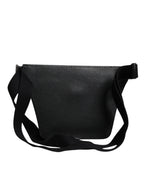 Dolce & Gabbana Black Calfskin Logo Plaque Belt Waist Men Fanny Pack Bag