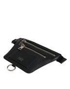 Dolce & Gabbana Black Calfskin Logo Plaque Belt Waist Men Fanny Pack Bag