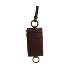 Dolce & Gabbana Brown Calf Leather Lanyard Logo Card Holder Wallet