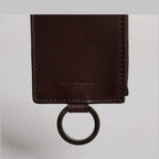 Dolce & Gabbana Brown Calf Leather Lanyard Logo Card Holder Wallet