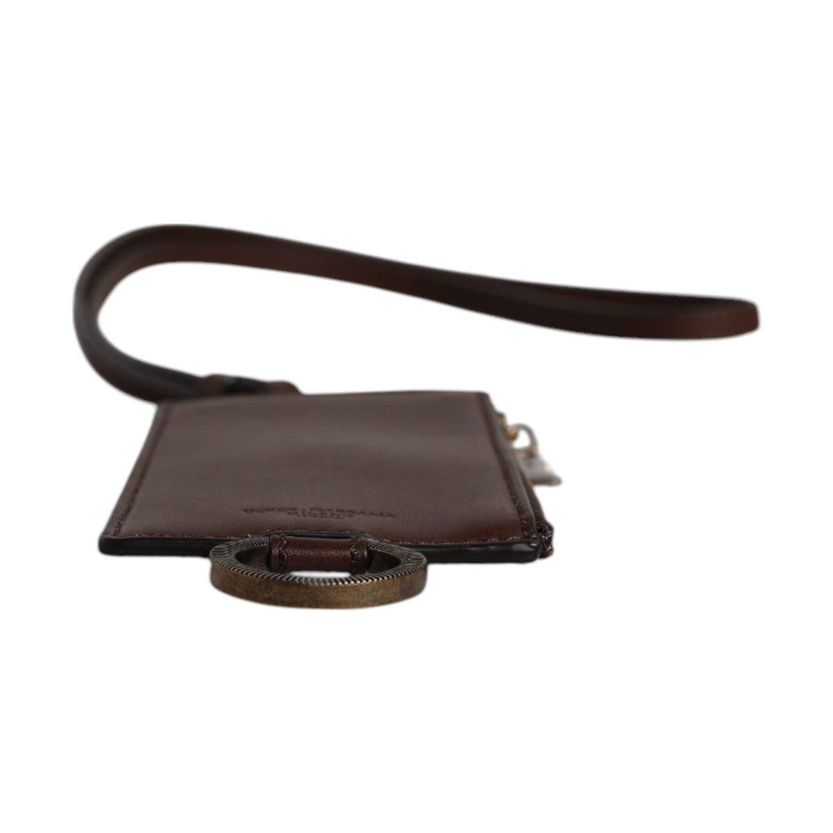 Brown Calf Leather Lanyard Logo Card Holder Wallet