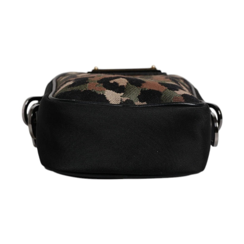 Dolce & Gabbana Multicolor Leopard Jacquard Logo Plaque Neck Strap Bag