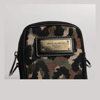 Dolce & Gabbana Multicolor Leopard Jacquard Logo Plaque Neck Strap Bag