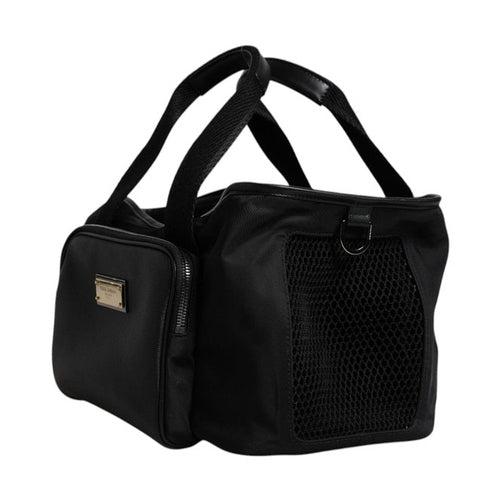 Dolce & Gabbana Black Shoulder Strap Pet Carry Logo Plaque Bag