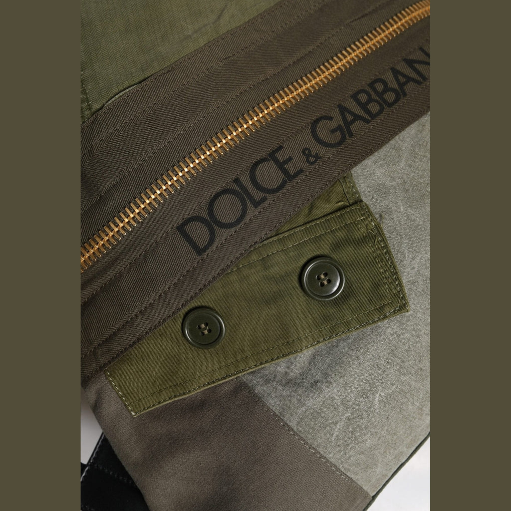 Dolce & Gabbana Military Green Patchwork Rucksack Backpack Bag