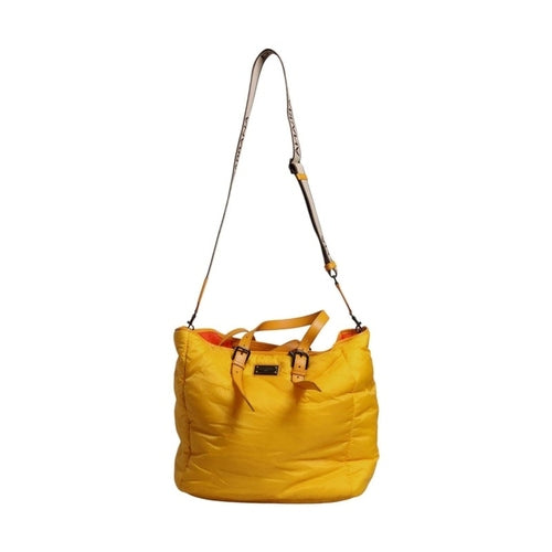 Dolce & Gabbana Yellow Orange Nylon Logo Plaque Hand Shoulder Duffle Bag