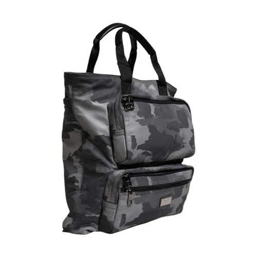 Dolce & Gabbana Gray Camo Cotton Multiple Compartments Tote Bag