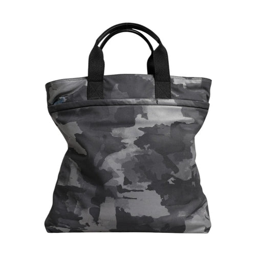 Dolce & Gabbana Gray Camo Cotton Multiple Compartments Tote Bag