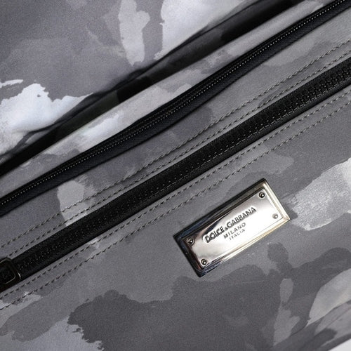 Dolce & Gabbana Gray Camo Cotton Multiple Compartments Tote Bag