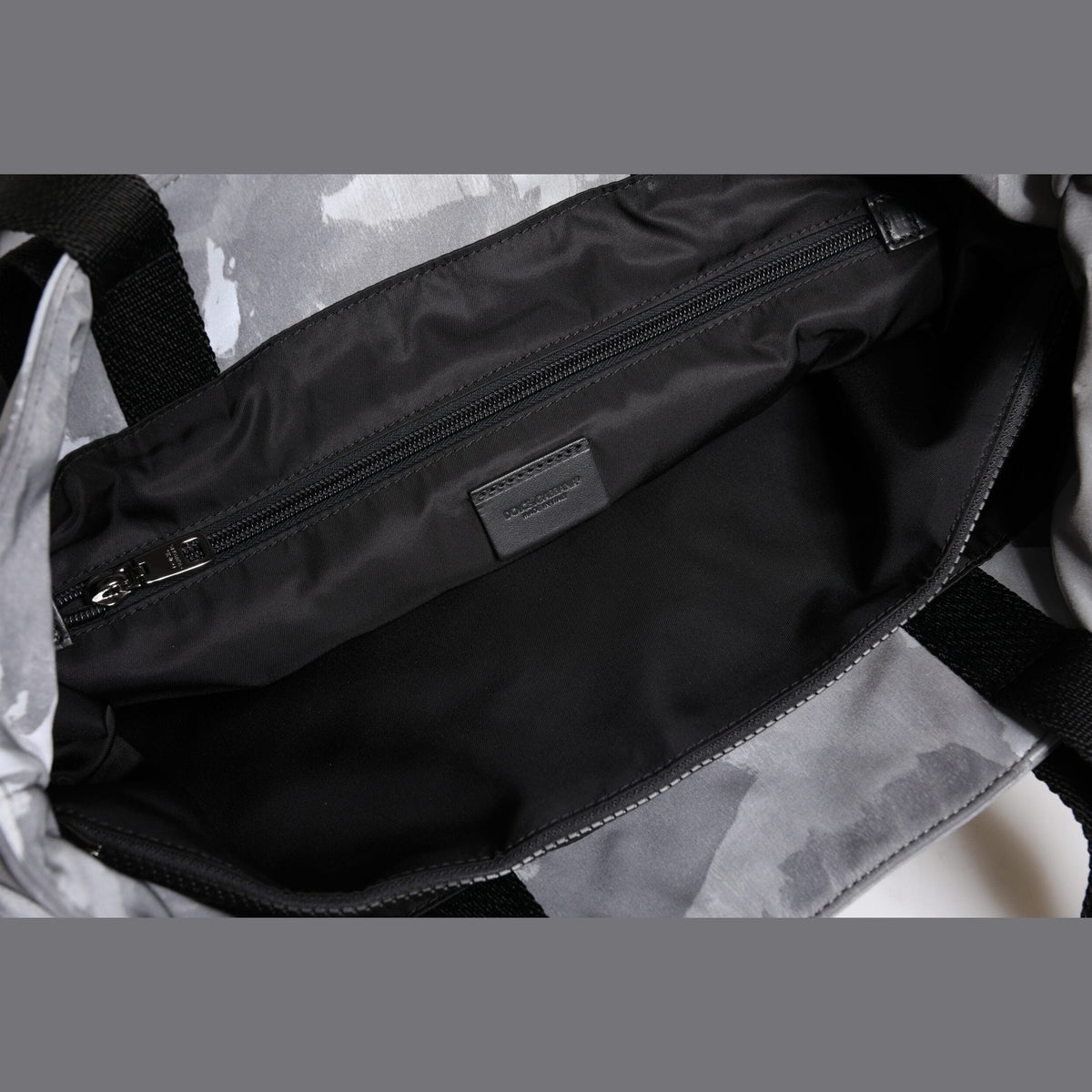 Gray Camo Cotton Multiple Compartments Tote Bag