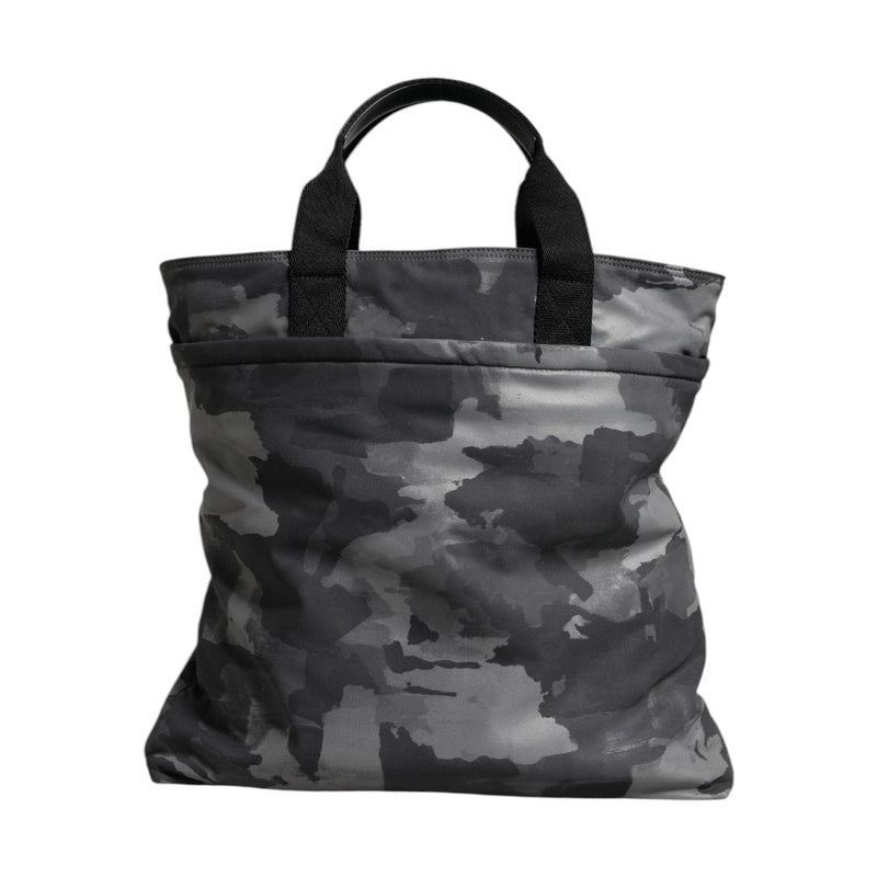 Dolce & Gabbana Gray Camo Cotton Multiple Compartments Tote Bag