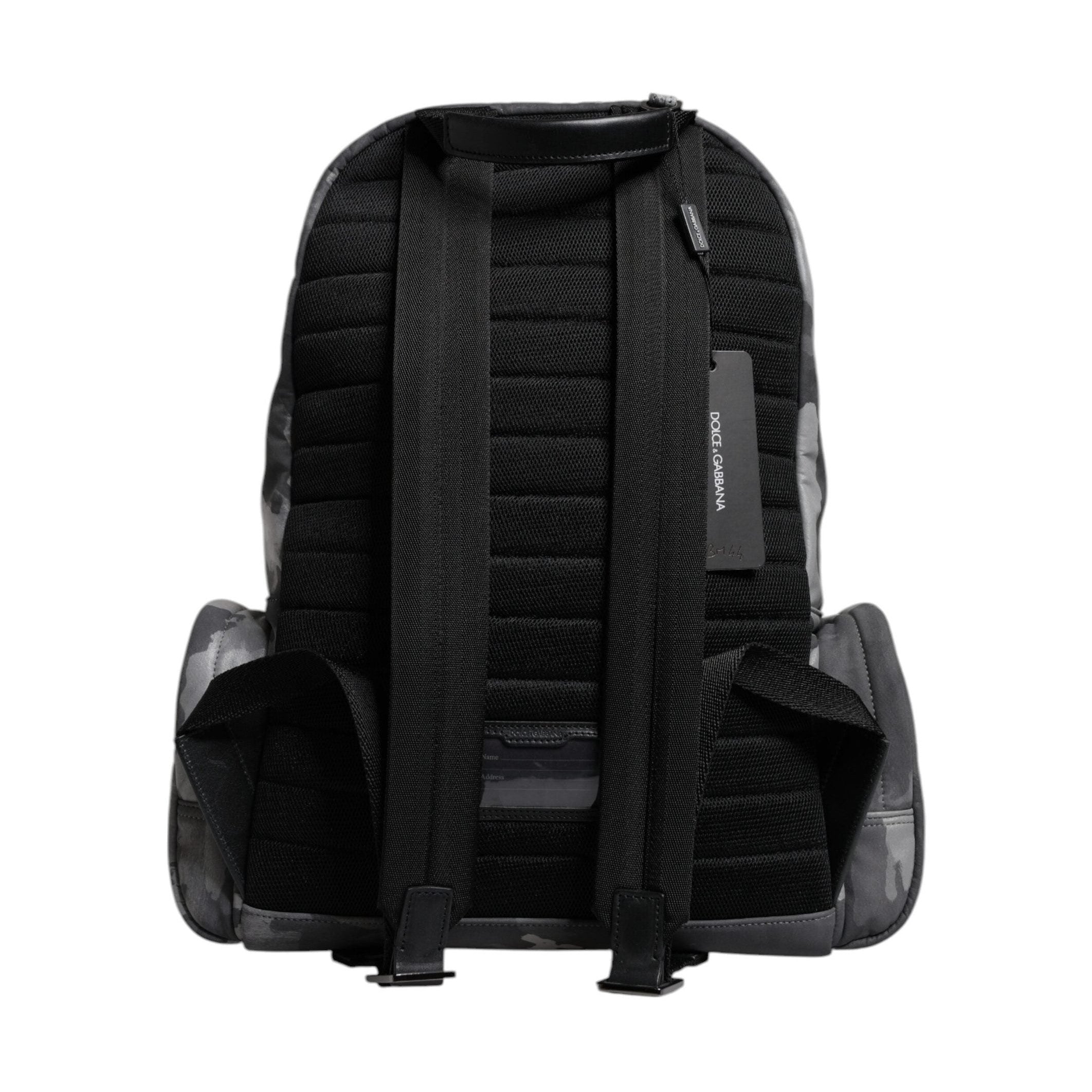 Dolce & Gabbana Gray Cotton Camouflage Logo Plaque Backpack Bag