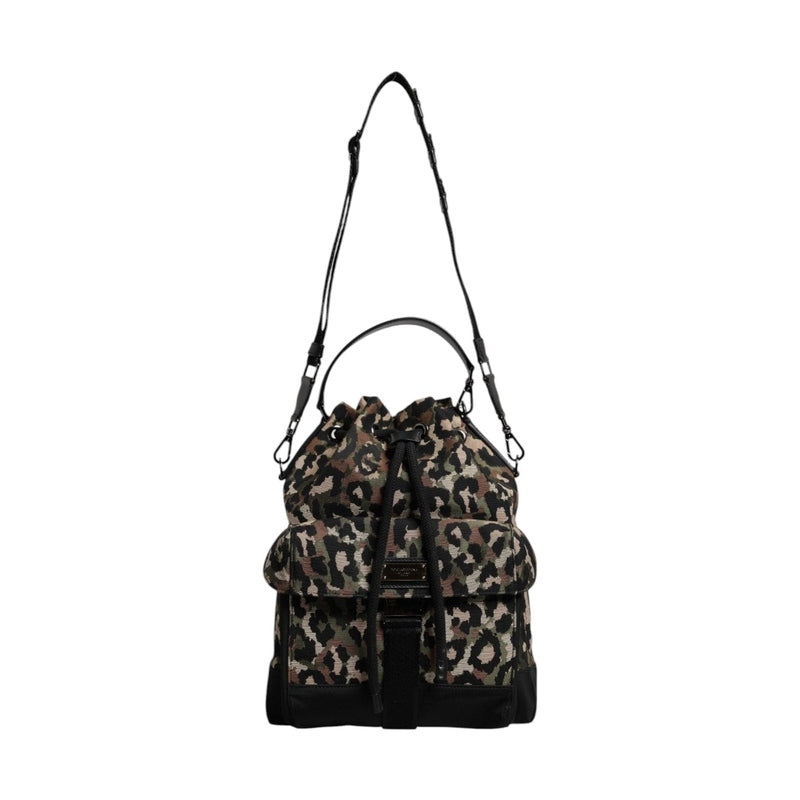 Dolce & Gabbana Multicolor Leopard Cotton Shoulder Bucket Bag