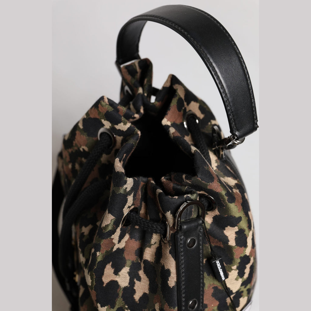 Multicolor Leopard Cotton Shoulder Bucket Bag