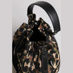 Multicolor Leopard Cotton Shoulder Bucket Bag