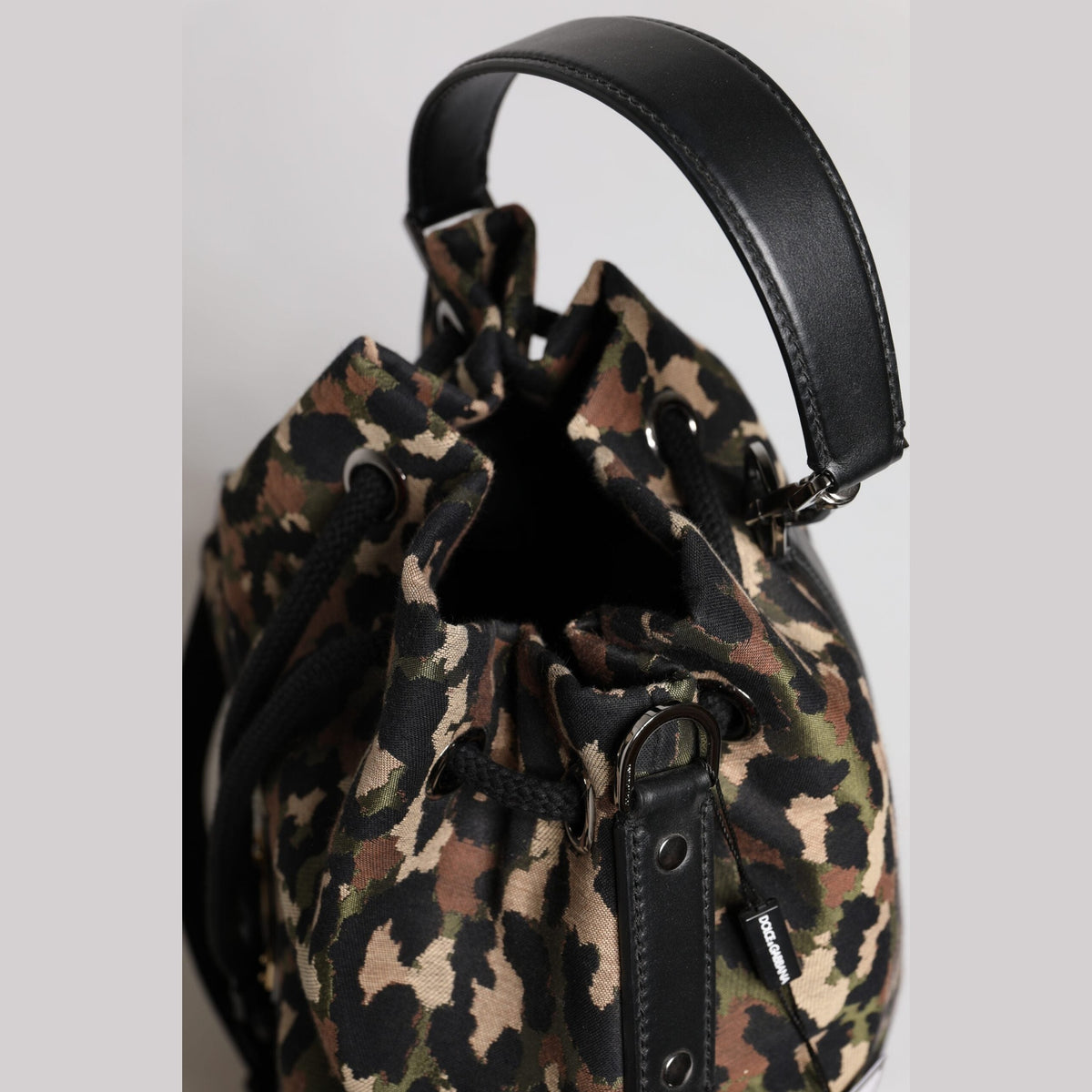 Multicolor Leopard Cotton Shoulder Bucket Bag