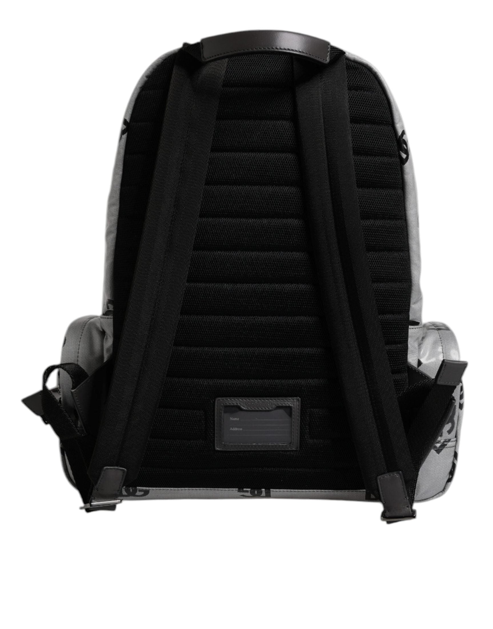Dolce & Gabbana Polyester Gray Black DG Logo Plaque Backpack Bag
