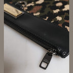 Dolce & Gabbana Multicolor Leopard Jacquard Print Logo Plaque Pouch Bag