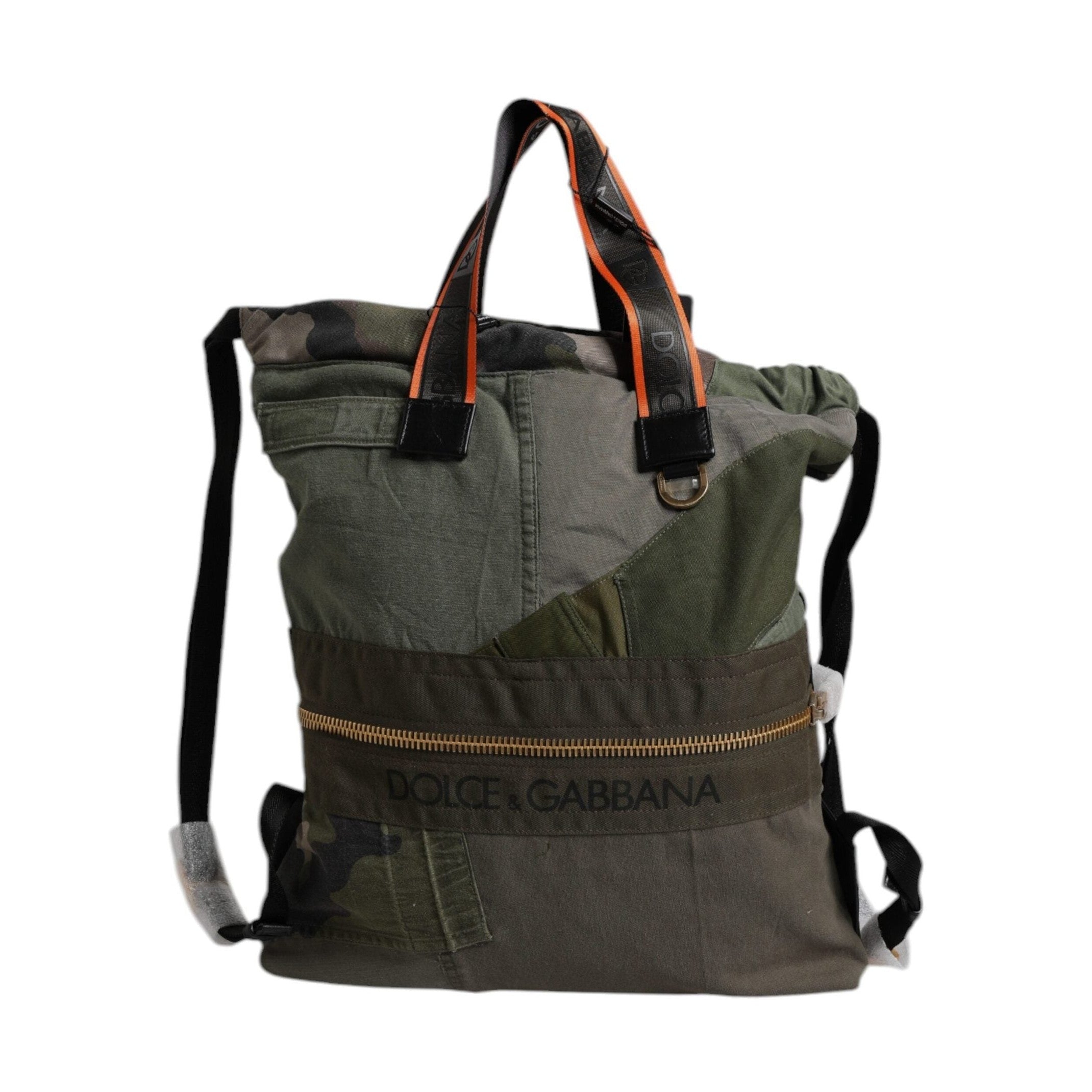 Dolce & Gabbana Military Green Patchwork Rucksack Backpack Bag