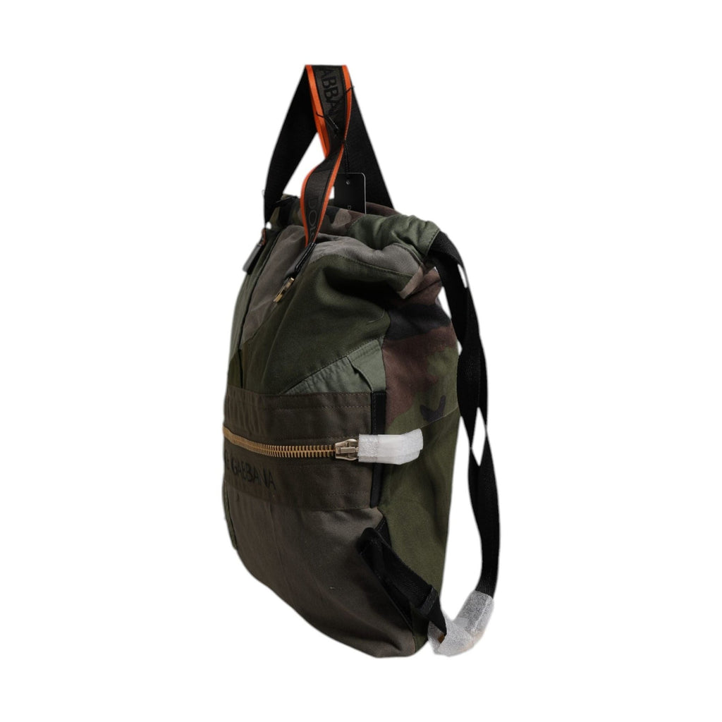 Dolce & Gabbana Military Green Patchwork Rucksack Backpack Bag