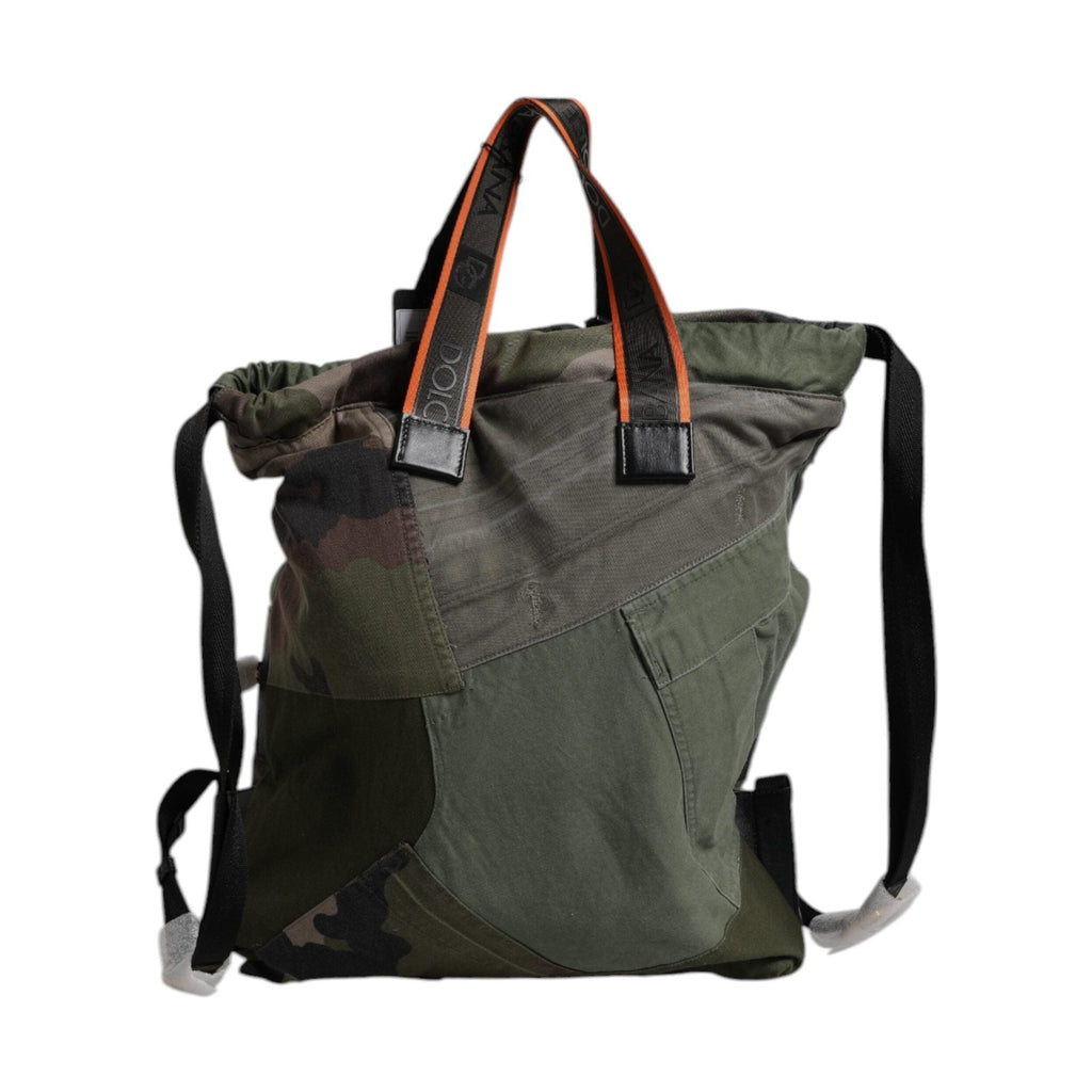 Dolce & Gabbana Military Green Patchwork Rucksack Backpack Bag