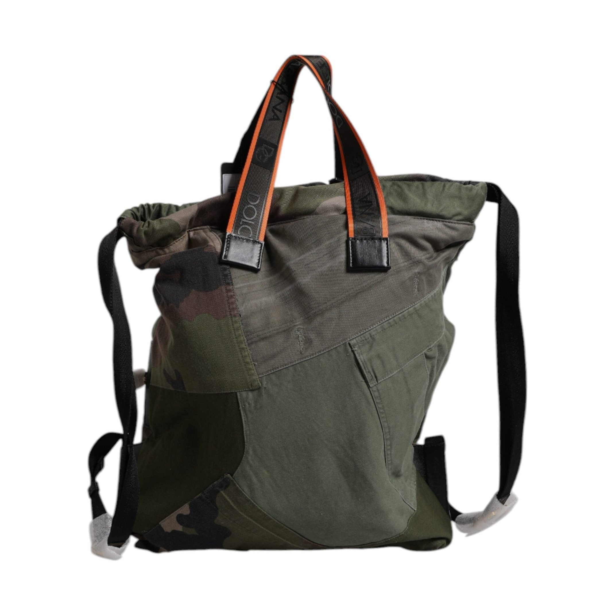Dolce & Gabbana Military Green Patchwork Rucksack Backpack Bag