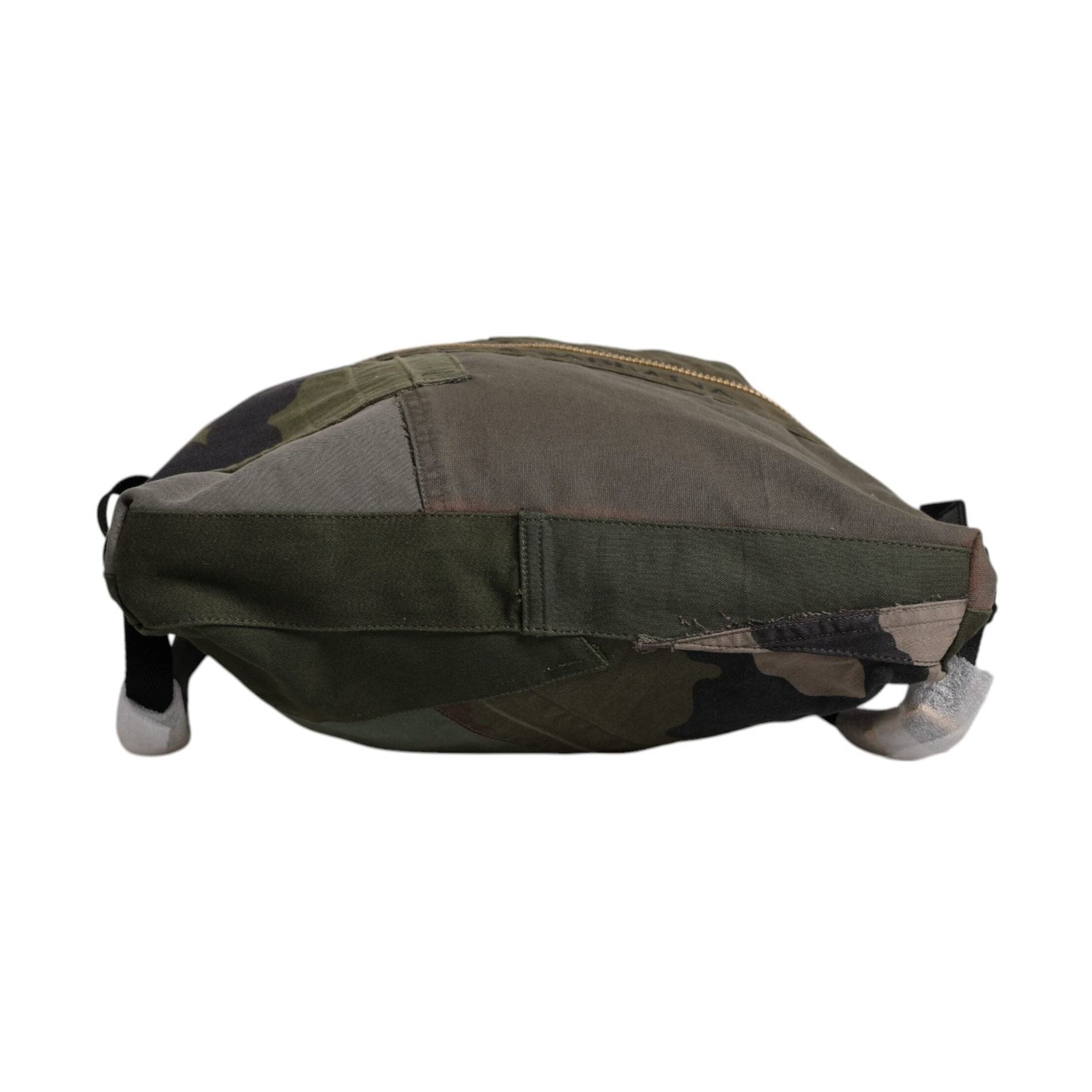 Dolce & Gabbana Military Green Patchwork Rucksack Backpack Bag