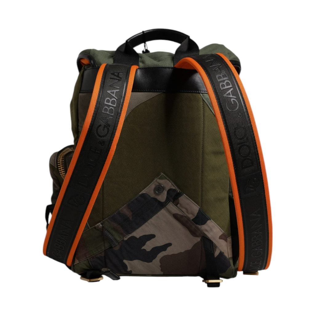 Dolce & Gabbana Military Green Patchwork Travel Backpack Bag