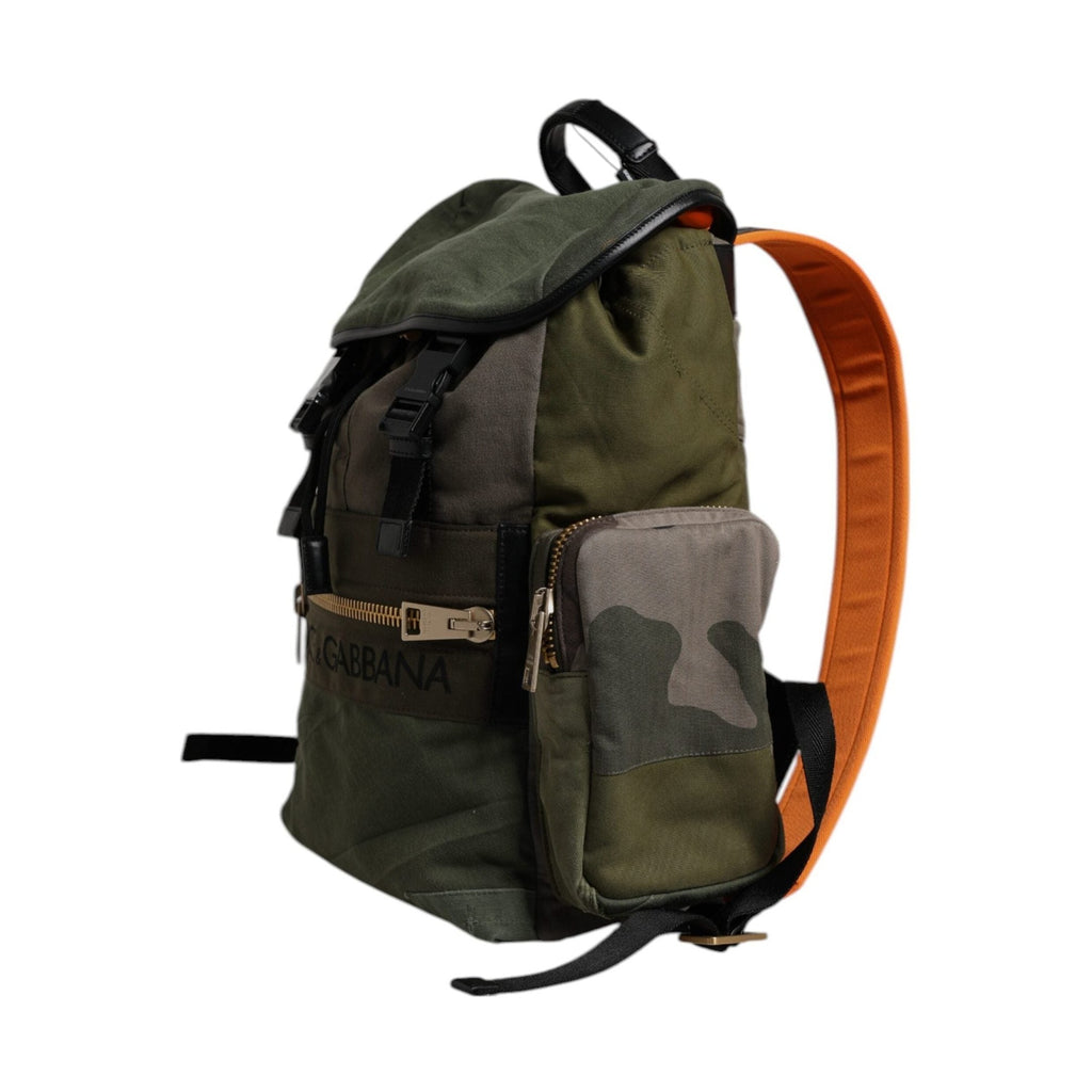 Dolce & Gabbana Military Green Patchwork Travel Backpack Bag
