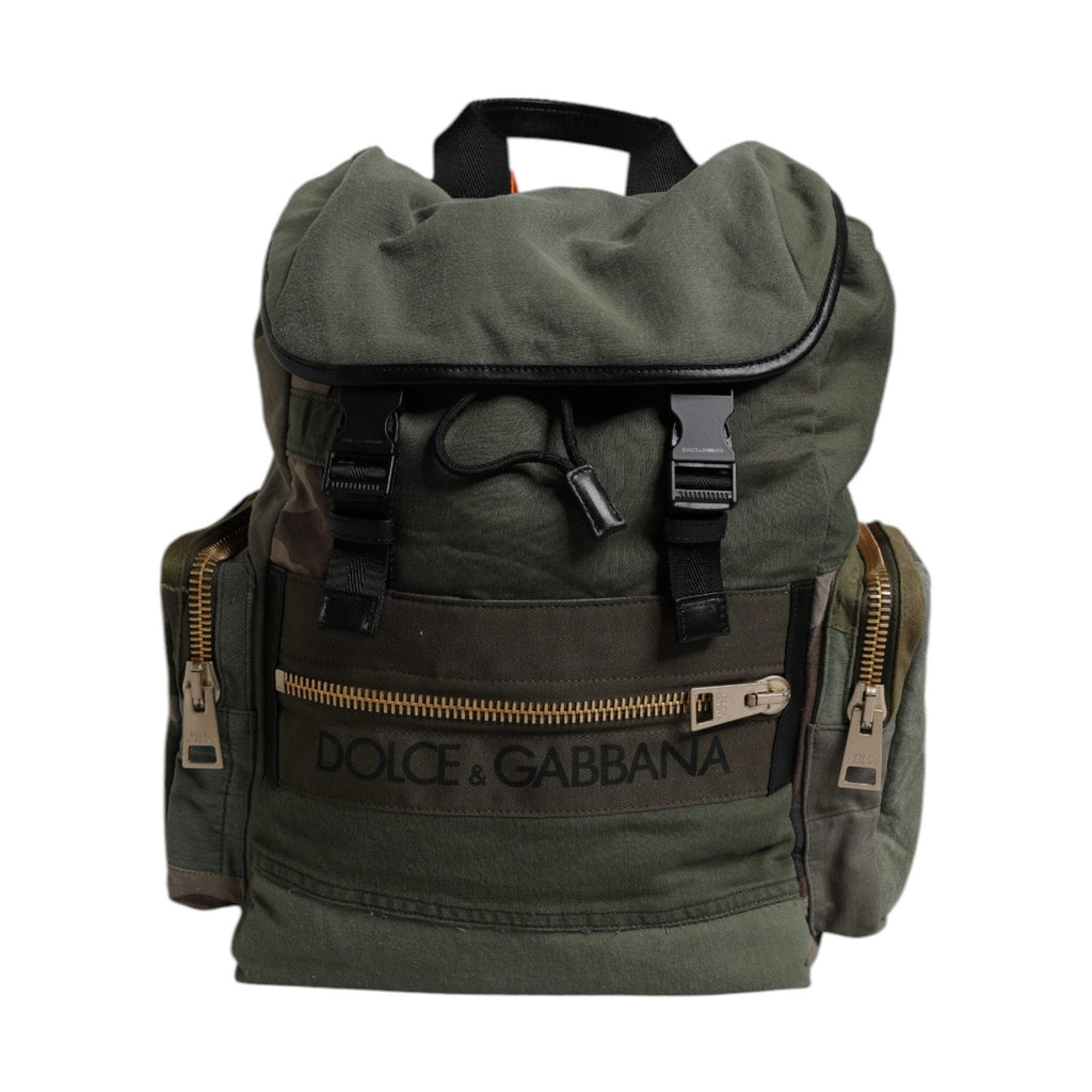 Dolce & Gabbana Military Green Patchwork Travel Backpack Bag