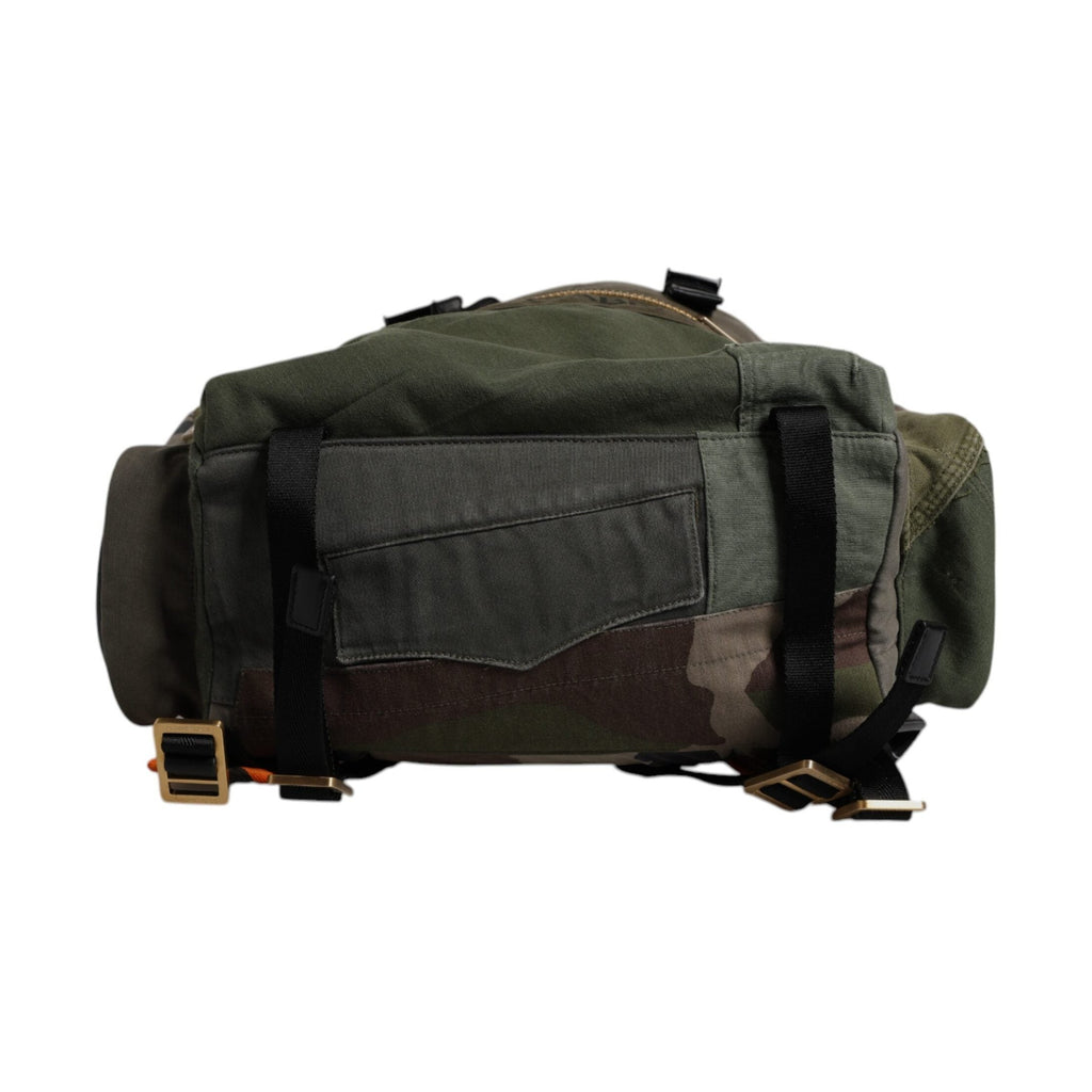 Military Green Patchwork Travel Backpack Bag