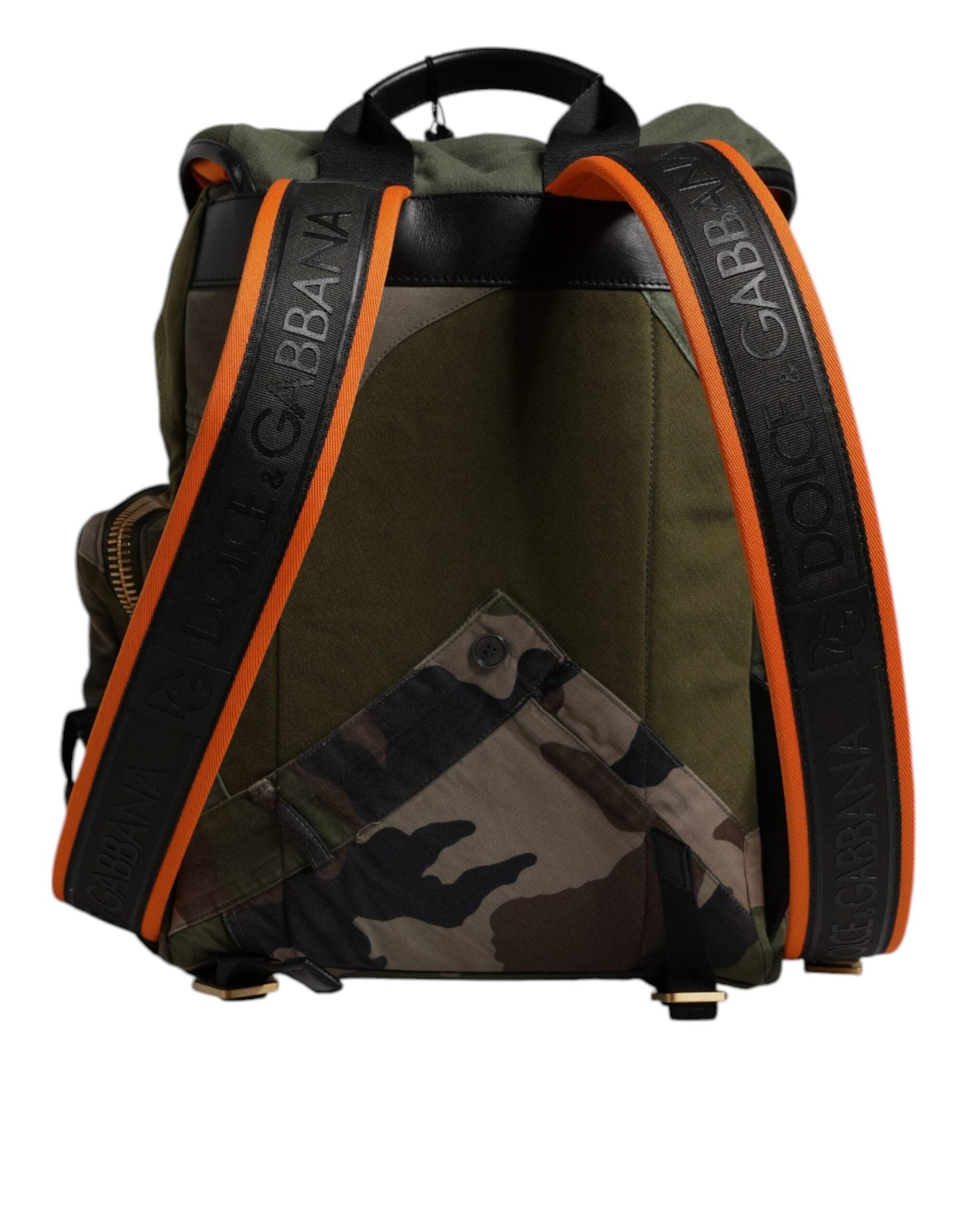 Dolce & Gabbana Military Green Patchwork School Backpack Bag