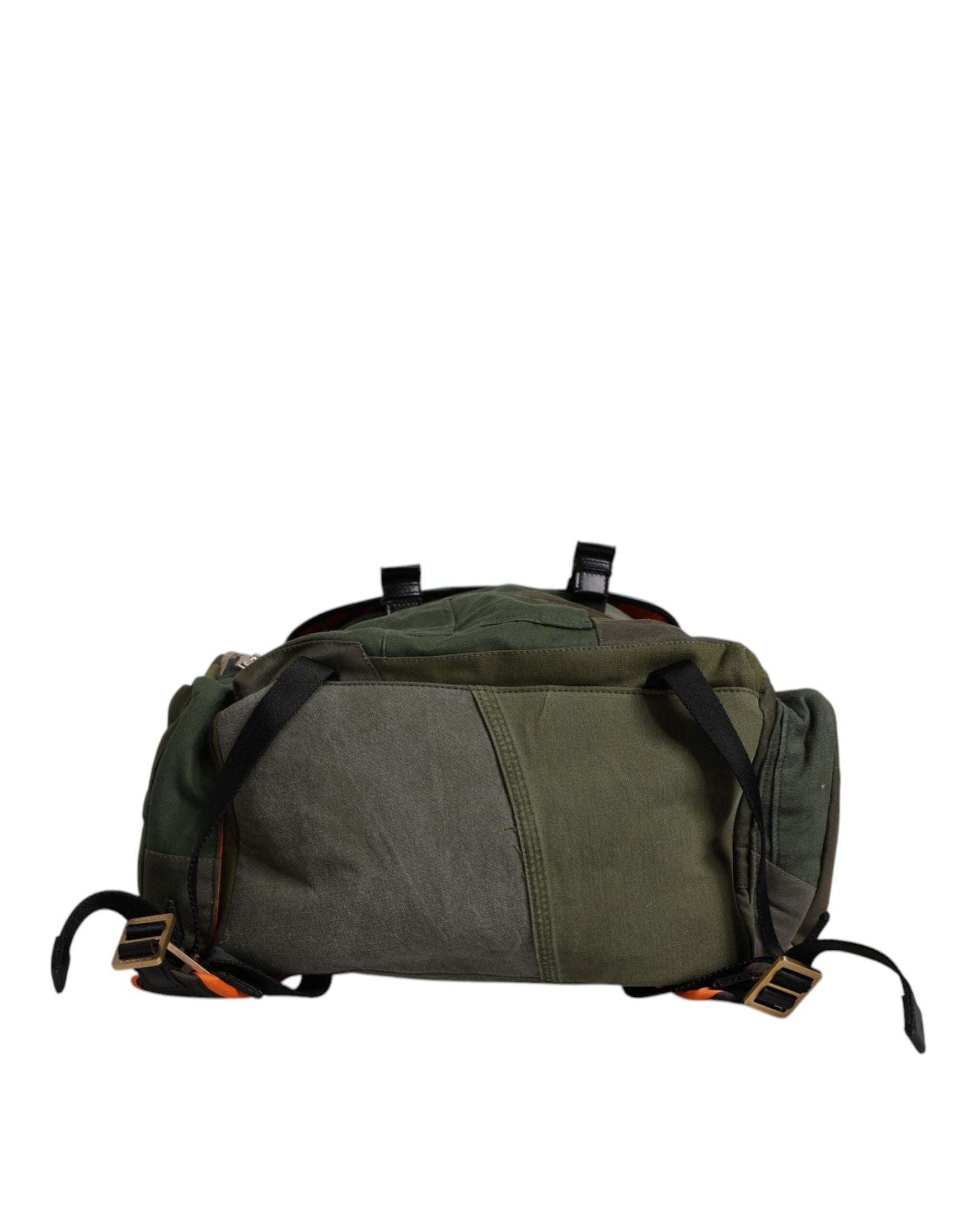 Dolce & Gabbana Military Green Patchwork Travel Backpack Bag